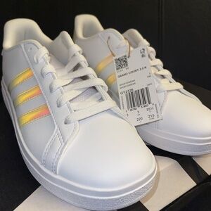 Adidas Kids Grand Court 2.0 K White,Yellow & Pink Size 3 1/2 NEW IN BOX